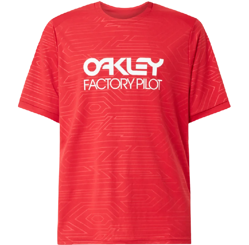 Bicycle lock chain-Oakley Pipeline Short Sleeve Trail Tee - Red Line - 2021