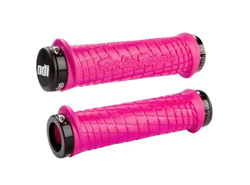 Bicycle handlebar grips-ODI Troy Lee Lock-On Bonus Pack Grips - Pink