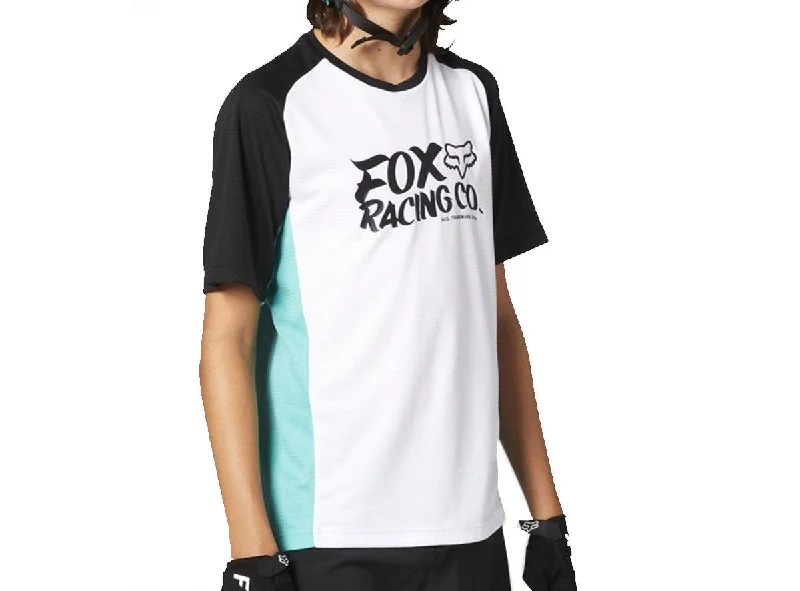 Cycling water carrier-Fox Racing Defend Short Sleeve MTB Jersey - Youth - Teal