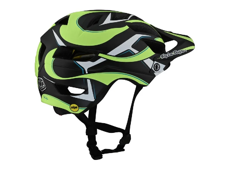 Road bike rims-Troy Lee Designs A1 MIPS MTB Helmet - Youth - Welter - Black-Green - 2021