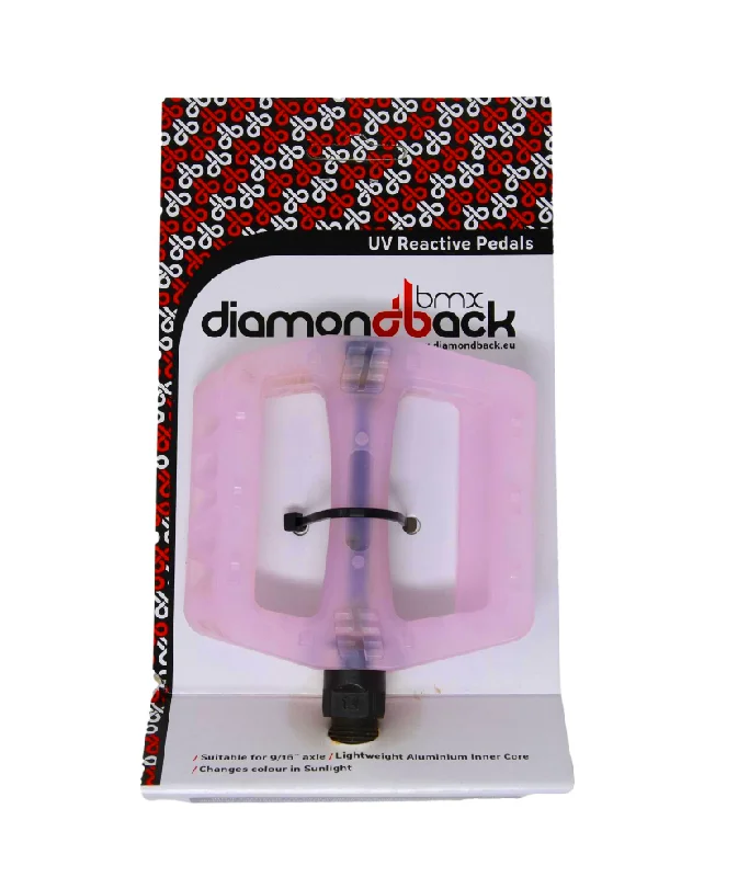 Bicycle rear basket-Diamondback 9-16" White - Pink UV Reactive BMX MTB Bike Pedals