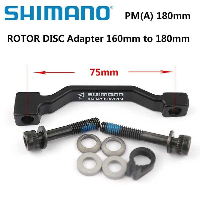 Bicycle gear cable-SHIMANO Original Disc Brake Adapter PM A pillar Disc Brake Bracket For 180mm 203mm Rotor RT86 RT81 RT56 shimano F180P/P2 F203P/P