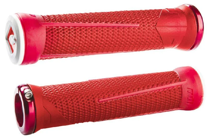 Road bike tires-ODI AG-1 Aaron Gwin Lock-On Grips - Red-Fire Red