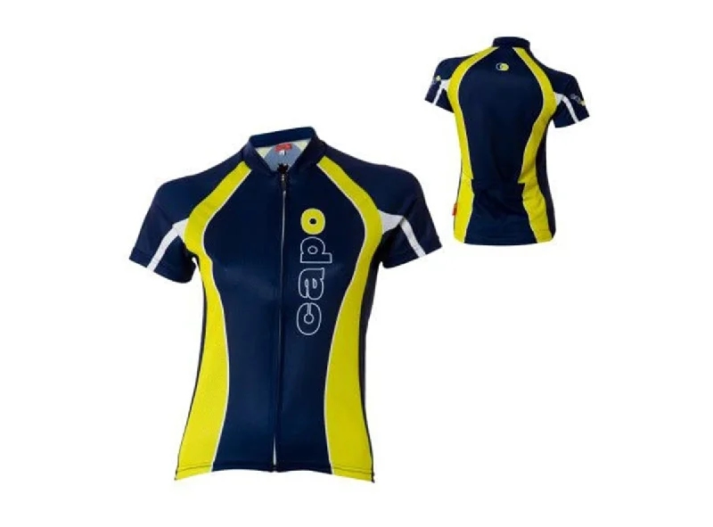 Mountain bike seat-Capoforma Stella Short Sleeve Road Jersey - Womens - Navy-Yellow