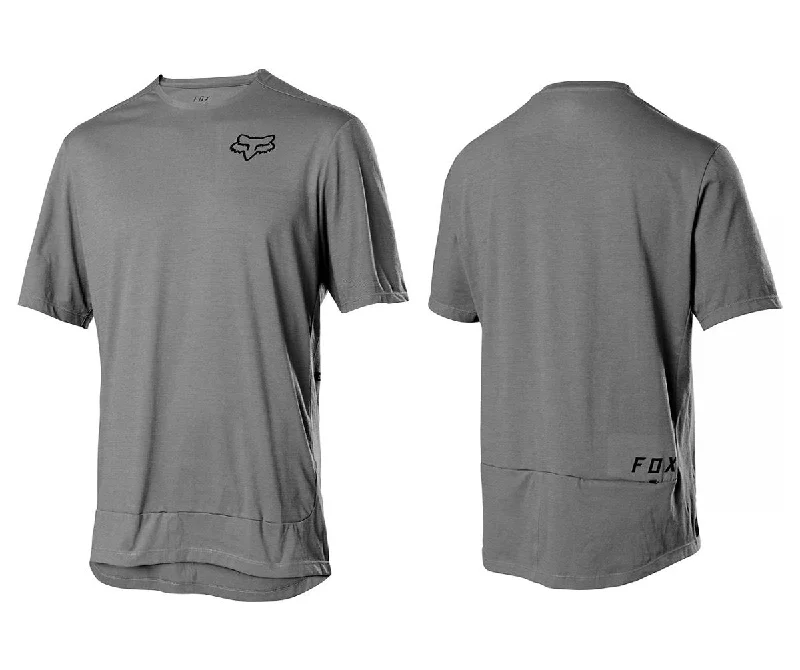 Mountain bike fork-Fox Racing Ranger Powerdry Short Sleeve MTB Jersey - Pewter