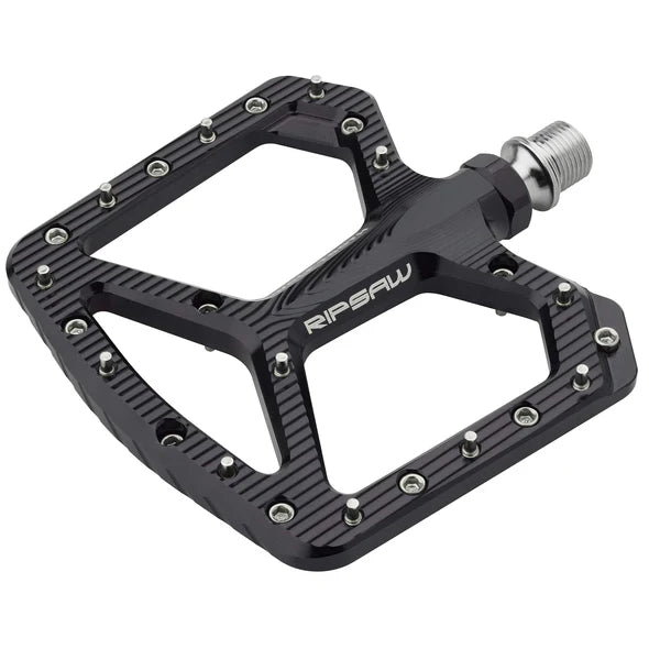 Bike wheel spoke-Wolf Tooth Components Ripsaw Aluminum Flat Pedals - Black