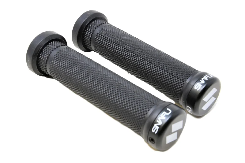 Bicycle pannier set-Snafu BMX Or MTB Double Lock-on 140mm Handlebar Diamond Pattern Grips - Black