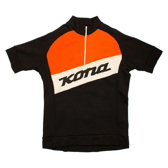 Bicycle lock mount-Kona Raglan Short Sleeve Merino Jersey - Black-Orange